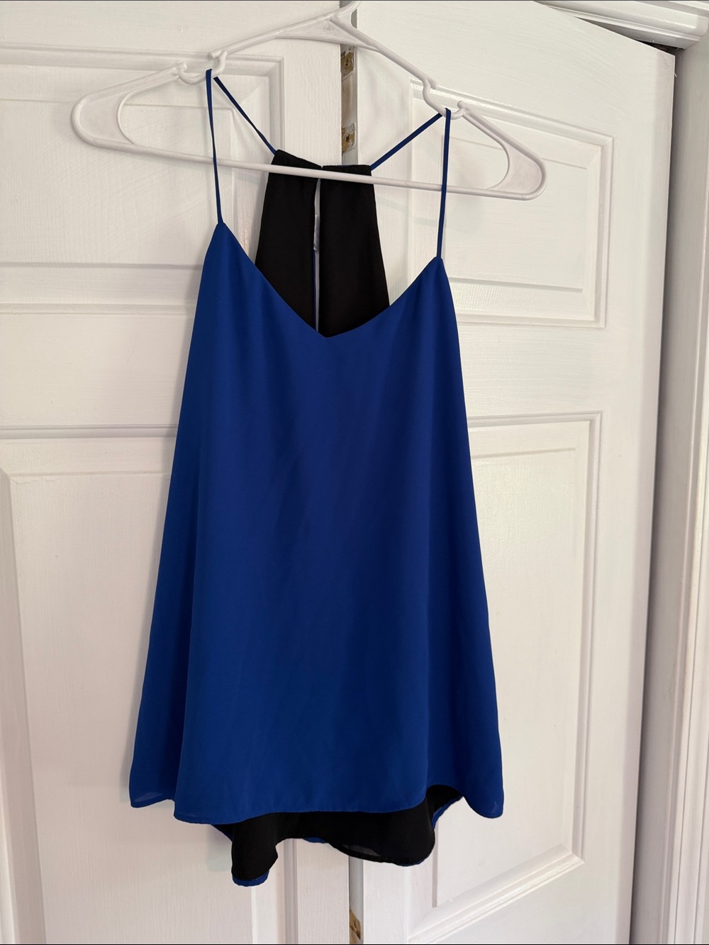 Express Blue Spaghetti Strap Camisole with Black Back Panel